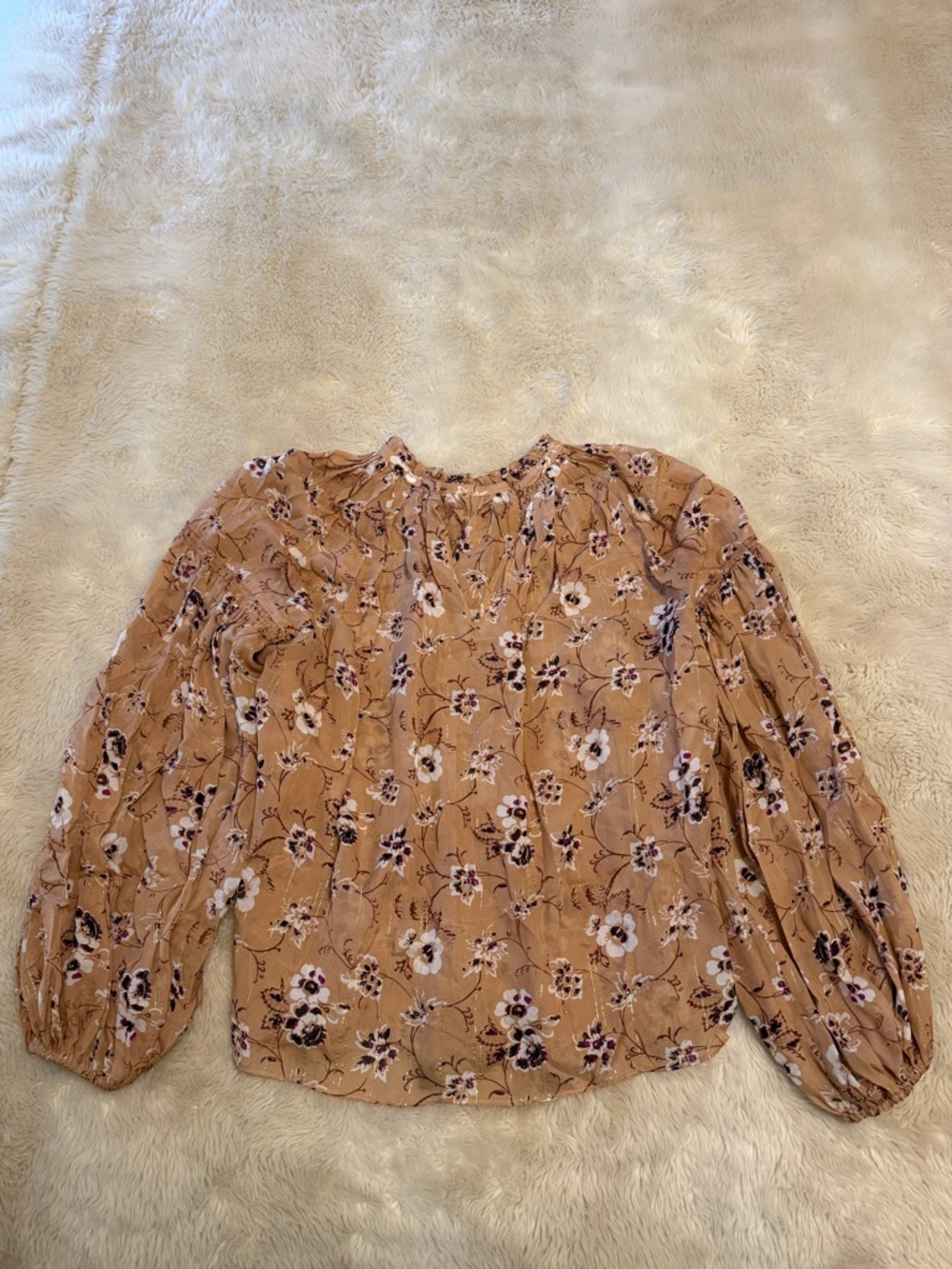 Ulla Johnson Mauve-Brown Floral Blouse